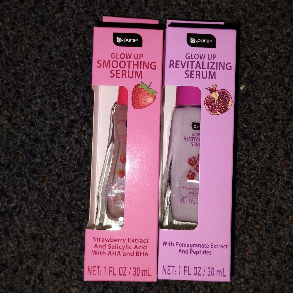 b.pure Glow Up Smoothing and Revitalizing Serum Set - Pink and Purple